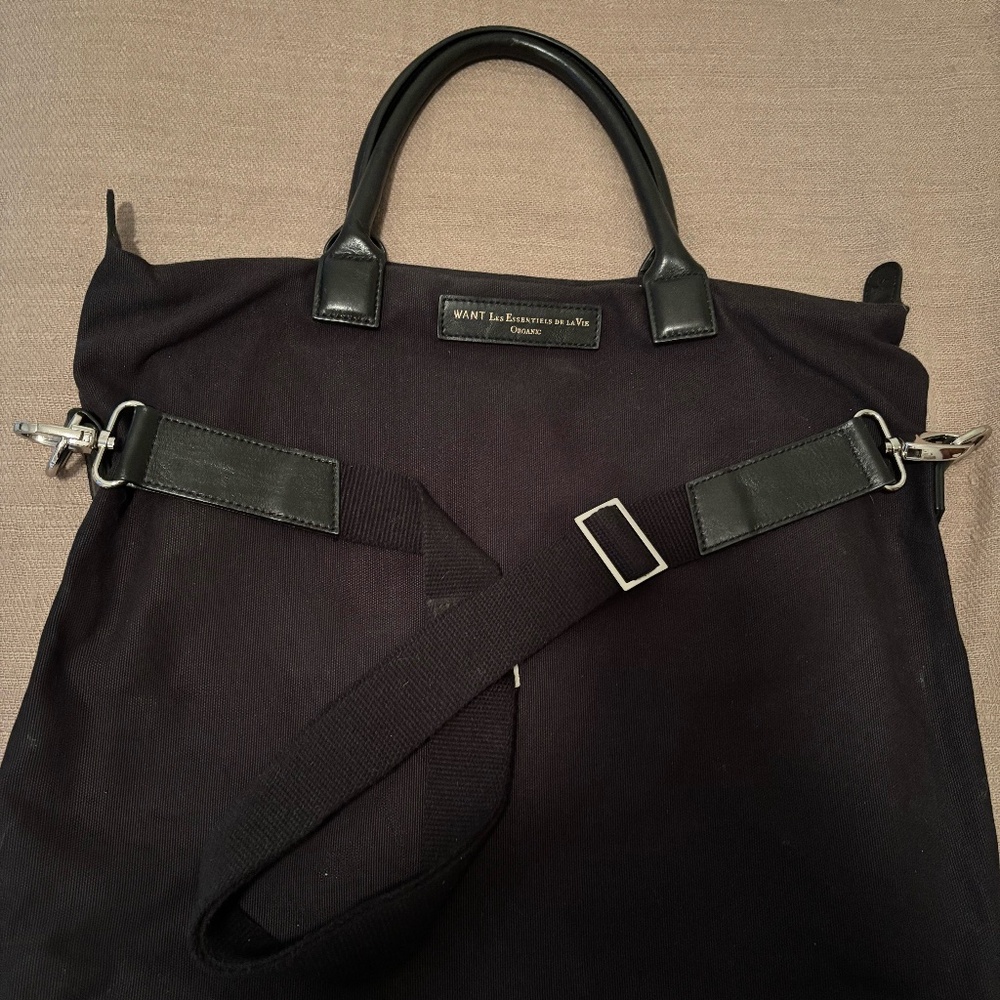 Want Les Essentiels de La Vie Black Canvas Bag